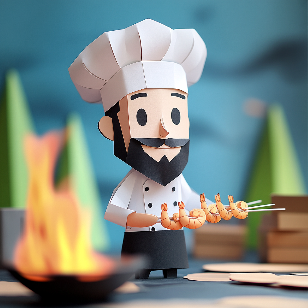 Good Heart Catering Chef Cooking Shrimp Skewers Good Heart Catering Chef Cooking Shrimp Skewers