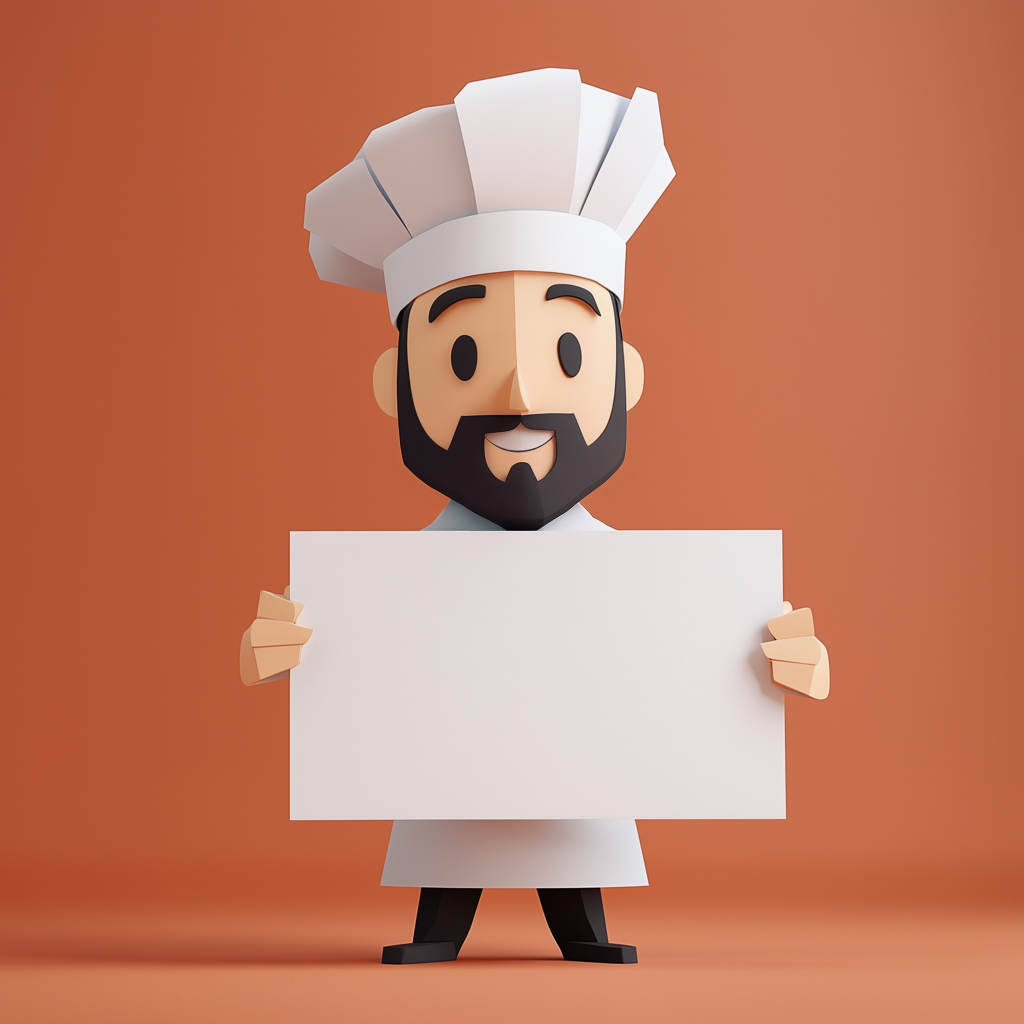 Good Heart Catering chef holding sign Good Heart Catering chef holding sign