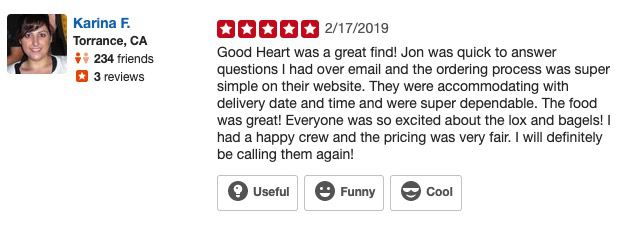 Good Heart Catering  Google Review